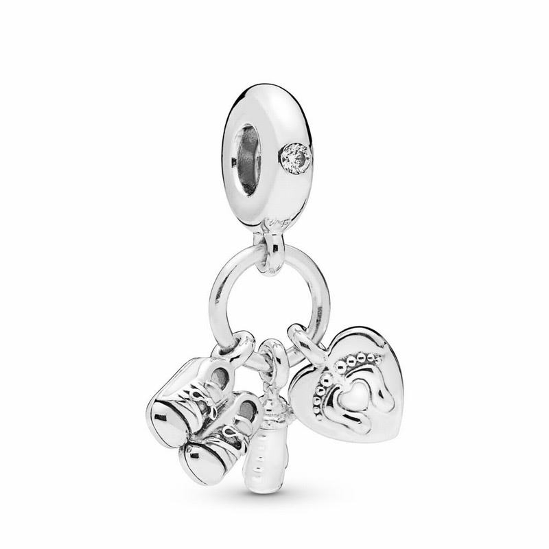 Pandora My Little Baby Dangle Charm Ireland - Sterling Silver/Enamel/White/Cubic Zirconia - 034285MD